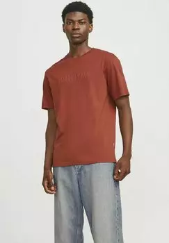 Футболка с принтом JORFREDERIKSBERG TEE CREW NECK NOOS Jack & Jones, коричневый