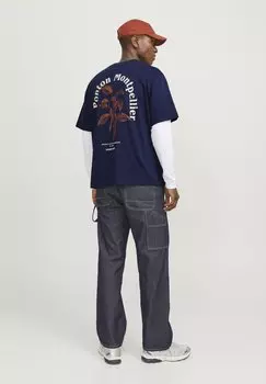 Футболка с принтом JORPAROS EASTER SKETCH TEE CREW NECK Jack & Jones, синий