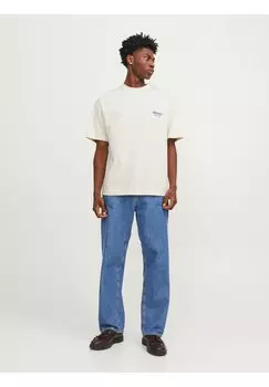 Футболка с принтом JORSANTORINI BACK SS CREW NECK Jack & Jones, цвет buttercream