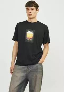 Футболка с принтом JORVESTERBRO Jack & Jones, черный меланж