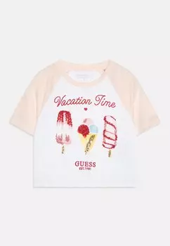 Футболка с принтом JUNIOR CROP Guess, розовый