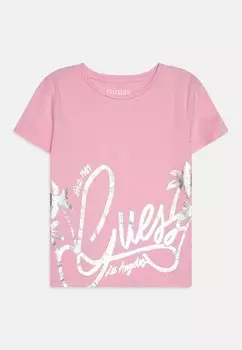 Футболка с принтом JUNIOR MIDI Guess, розовый
