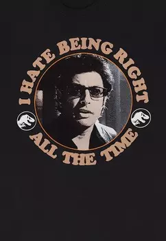 Футболка с принтом JURASSIC PARK HATE BEING RIGHT Henry Tiger, цвет Mottled Black