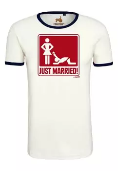 Футболка с принтом JUST MARRIED LOGOSHIRT, цвет altweiss navy