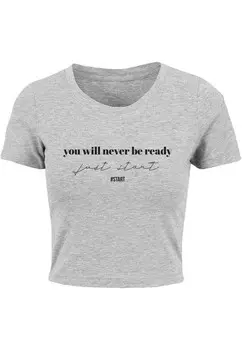 Футболка с принтом JUST START CROPPED TEE Merchcode, серый