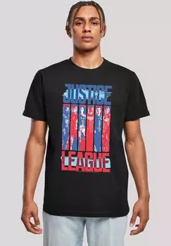 Футболка с принтом JUSTICE LEAGUE MOVIE TEAM FLAGGE FILM SUPERHELDEN F4NT4STIC, черный