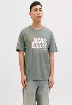 Футболка с принтом JWHMAP Jack & Jones, зеленый