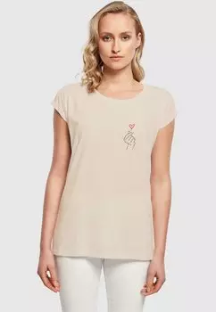 Футболка с принтом K HEART EXTENDED SHOULDER Merchcode, цвет whitesand