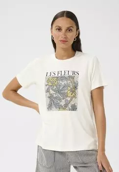 Футболка с принтом KAJULIE Kaffe, кремовый