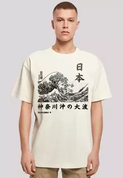 Футболка с принтом KANAGAWA WELLE JAPAN F4NT4STIC, песочный