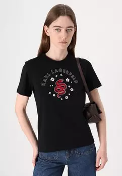 Футболка с принтом KARL LAGERFELD, черный