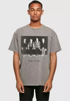 Футболка с принтом KINGS OF LEON STANDING BLUR ACID WASHED OVERS Merchcode, цвет asphalt