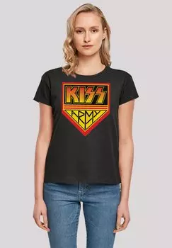 Футболка с принтом KISS ROCK BAND ARMY LOGO F4NT4STIC, черный