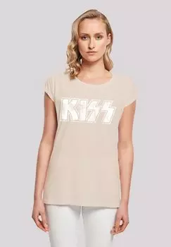 Футболка с принтом KISS ROCK BAND VINTAGE LOGO F4NT4STIC, песочный