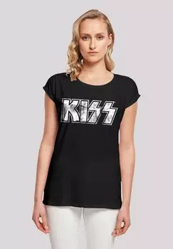 Футболка с принтом KISS ROCK BAND VINTAGE LOGO F4NT4STIC, черный