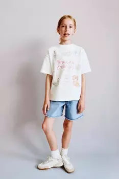 Футболка с принтом «кокетка» ZARA, белый