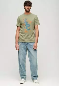Футболка с принтом KOMODO KAILASH DRAGON Superdry, хаки