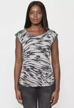 Футболка с принтом KOROSHI TOP TOP Koroshi, светло-серый