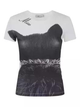 Футболка с принтом кота в рубчик BLUMARINE, черный