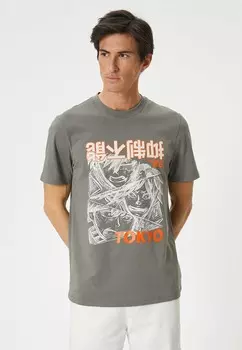 Футболка с принтом Koton, антрацит