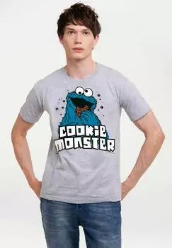 Футболка с принтом KRMELMONSTER SESAMSTRASSE LOGOSHIRT, цвет grau meliert