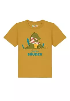 Футболка с принтом KROKODIL GROSSER BRUDER watapparel, горчично-желтый