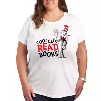 Футболка с принтом "Крутые коты читают книги" Dr Seuss Licensed Character, белый