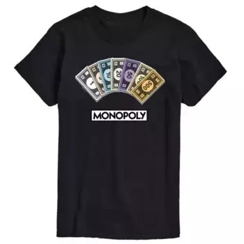 Футболка с принтом "Куча денег" из игры Monopoly для мужчин Licensed Character, черный