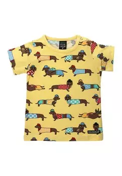 Футболка с принтом KURZARM DACHSHUND Villervalla, цвет zitrone