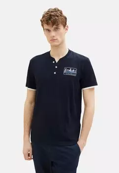 Футболка с принтом Kurzarm Henley Gestreift TOM TAILOR, Dunkelblau