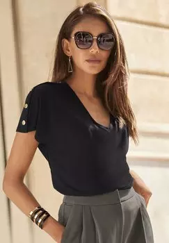 Футболка с принтом Kurzarm LASCANA, цвет schwarz