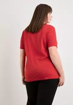 Футболка с принтом KURZARM OBERTEIL RUNDHALS Samoon, цвет Mottled Dark Red