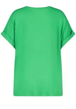 Футболка с принтом KURZARM RUNDHALS MIT FRONT Samoon, зеленый