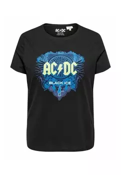 Футболка с принтом KURZARM RUNDHALS REGULAR FIT ONLY Carmakoma, черный деним