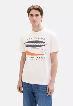 Футболка с принтом KURZARM TOM TAILOR, белый