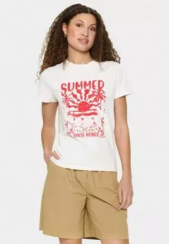 Футболка с принтом KUVISZ Saint Tropez, кремовый