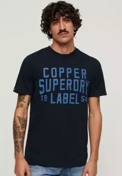 Футболка с принтом LABEL WORKWEAR Superdry, синий