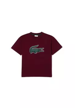 Футболка с принтом Lacoste, бордовая