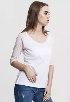 футболка с принтом Ladies 3/4 Contrast Raglan Tee Urban Classics, белый