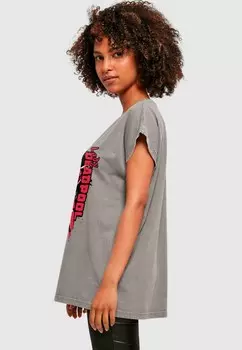 Футболка с принтом LADIES DEADPOOL LADY DEADPOOL ACID WASHED ABSOLUTE CULT, темно-серый