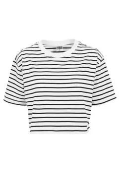 Футболка с принтом LADIES SHORT STRIPED OVERSIZED TEE Urban Classics, белый