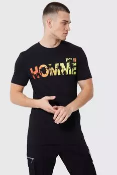 Футболка с принтом ладони высоких мышц Boohoo, черный