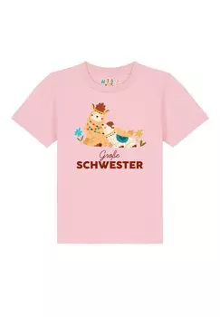 Футболка с принтом LAMA GROSSE SCHWESTER Watapparel, цвет cotton pink