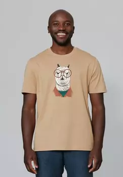 Футболка с принтом LAMA watapparel, бежевый