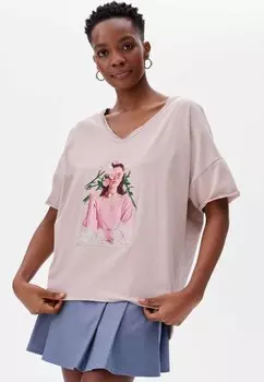 Футболка с принтом LARIS blue shadow, бежевый