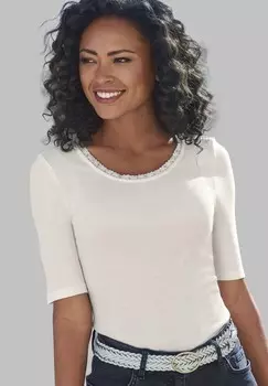 Футболка с принтом LASCANA, бежевый