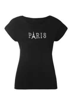 Футболка с принтом LASCANA, черный