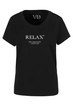 Футболка с принтом LASCANA, черный