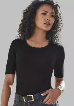 Футболка с принтом LASCANA, черный