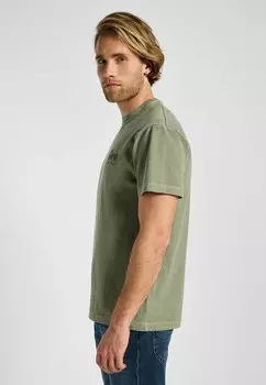 Футболка с принтом Lee, зеленый меланж